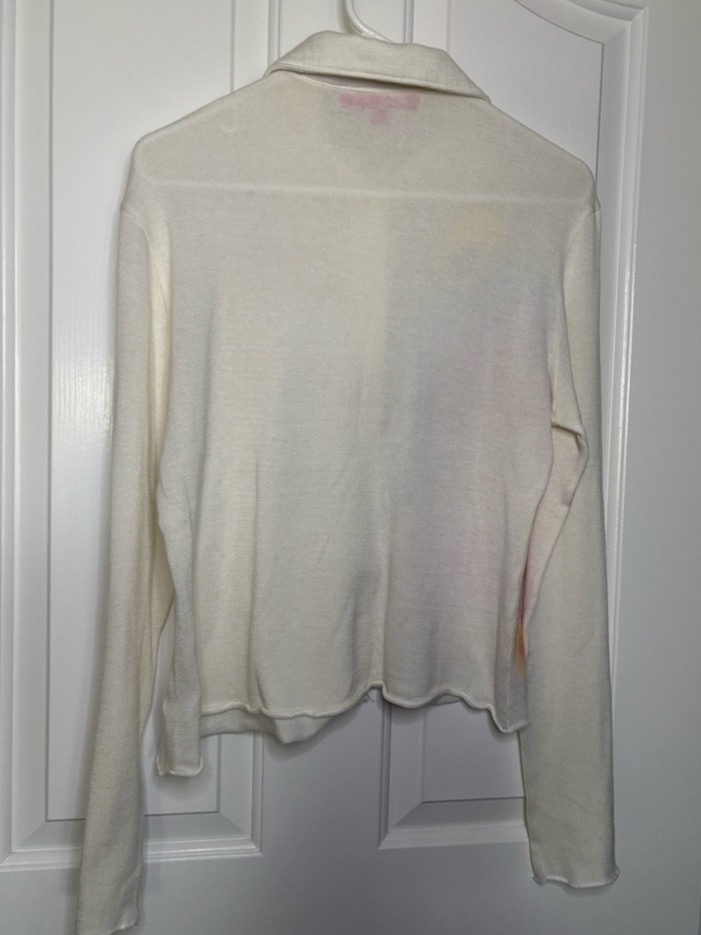 NWT THE ELDER STATESMAN White Button-Up Sweater Floral Airbrush size M - Picture 9 of 10